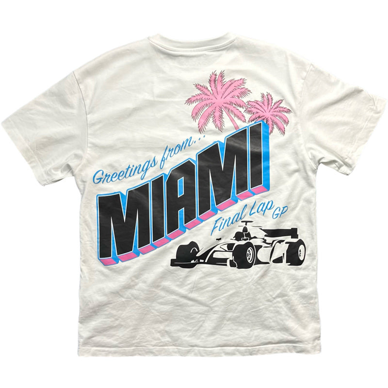 Greetings From Miami Graphic Tee White